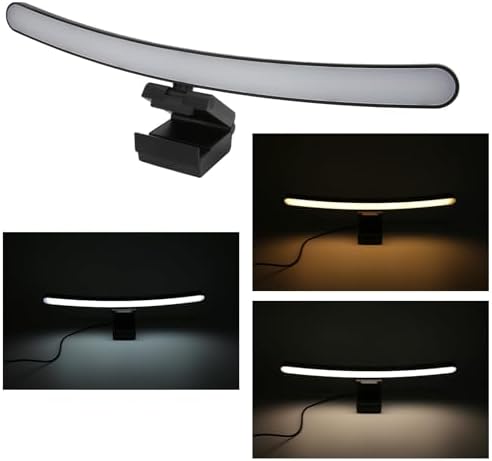 Cyrank Curved Monitor Light Bar, 3 Color Temperature LED Computer Desk Lamp Touch Control Monitor Lamp Type C Computer Light Clip on Keyboard Light - Image 6
