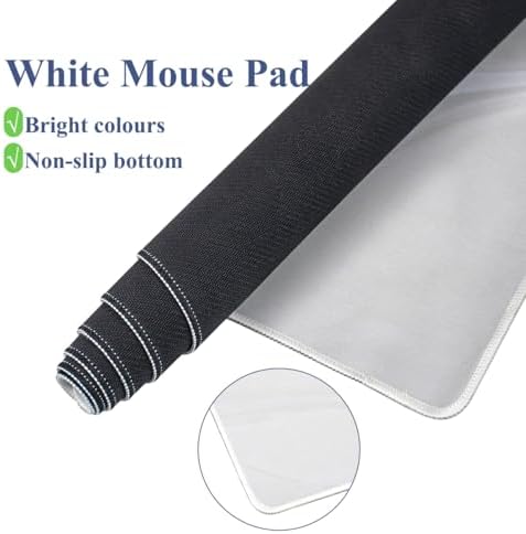 Gaming Desk Mat with Keyboard Wrist Rest Set, 4 in 1 Mouse Pad Set | White Large Mouse Pad& Cloud Keyboard Wrist Rest& Mouse Wrist Rest&Coaster, Comfort and Support for Typing and Gaming - Image 4
