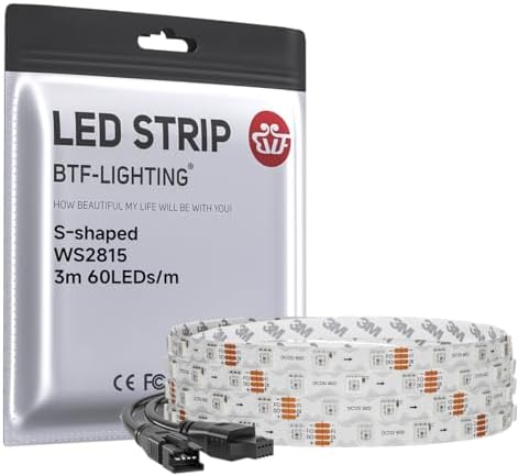 BTF-LIGHTING WS2815 S-Flex Design,9.8ft,180 LEDs Total,7mm Width 12VDC by BTF-LIGHTING