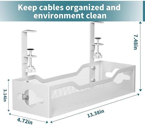 Under Desk Cable Management Tray 2 Pack, No Drill Cable Organizer With Clamp for Standing Desk, Easy to Install Cord Management System, No Damage Wire Organizer - Image 4