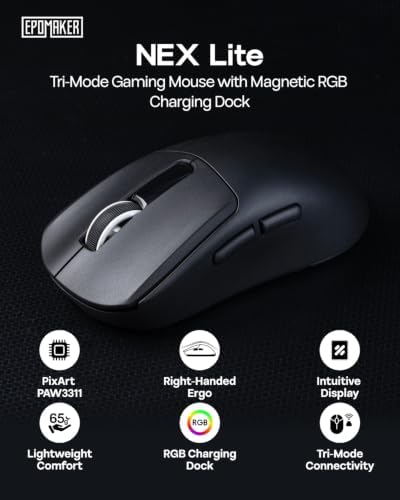 EPOMAKER NEX Lite Wireless Gaming Mouse w/Screens & RGB Charging Dock - Image 2