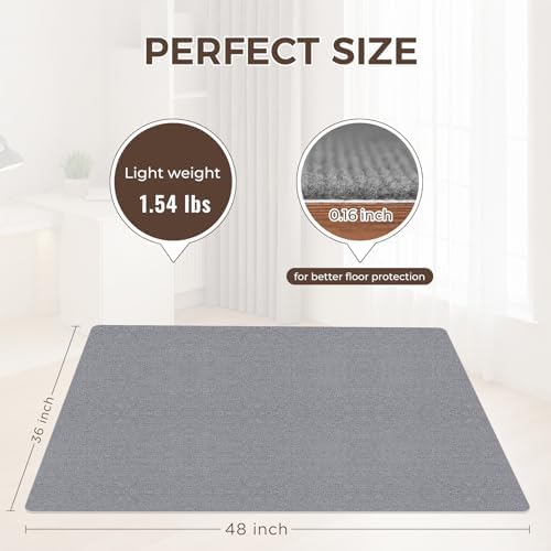 Office Chair Mat for Hardwood Floor 40x55 Inch, Non-Slip Rolling Chair Mat, Flat Lay Floor Protector for Wood Tile Laminate(Grey) - Image 5