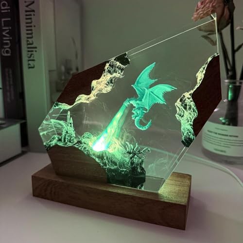 Epoxy Ice Dragon Resin Lamp, Handmade Resin Night Light with USB Port - Image 6