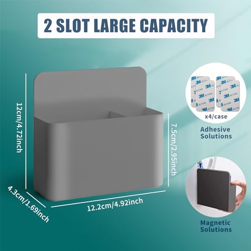 noonebutyou 2 Pcs Magnetic Marker Holder Dry Erase Marker Holder Wall Mount Self Adhesive Pen Holder Magnetic Marker Cup Holders for Whiteboard, Fridge, Home Office School (Grey) - Image 3