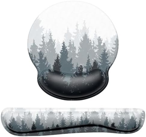 Dapesuom Keyboard Wrist Rest and Mouse Pad with Wrist Support, Cute Memory Foam Cushion for Keyboard and Mouse Set, Ergonomic Desktop Pad Rests with Non Slip Base for Easy Typing & Pain Relief, Forest by Unknown