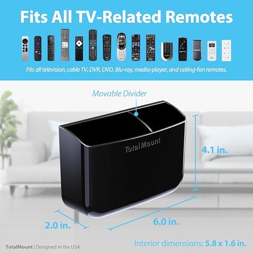 TotalMount Drop-Free Remote Holder – Removable Adhesive Strips – L Black - Image 3