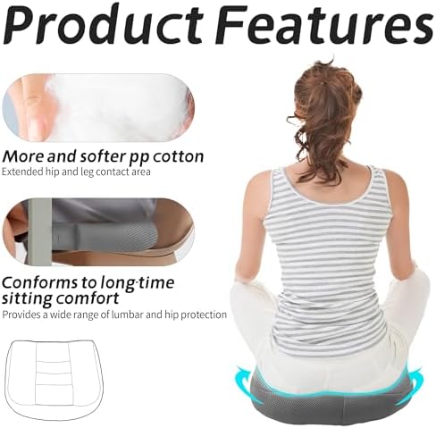 Car Booster Thick Height Adjustable Seat Cushion with Breathable Mesh Cover, Portable Seat Cushion for Driving, Office Chairs Wheelchairs Trucks SUV's and Home Use Gray - Image 4