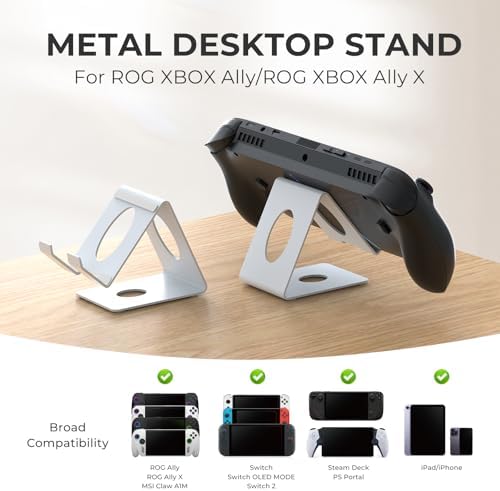 Desktop Stand Compatible with ROG Xbox Ally/Ally X/PlayStation Portal/Steam Deck/ROG Ally/X/Switch 2,Desktop Handheld Game Console Holder with Anti-Slip Silicone Pad (White) - Image 2