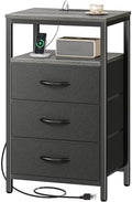 Huuger Nightstand with Charging Station, 27.6 Inch Bedside Table,Side Table by Huuger
