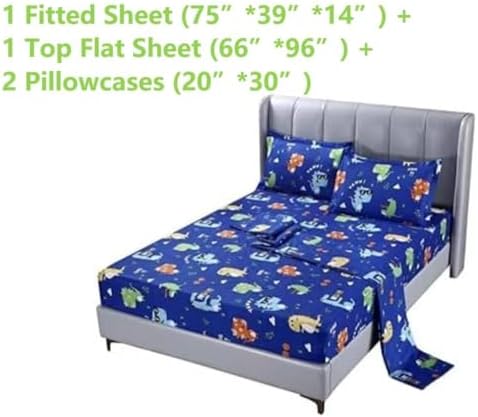 SDIII 4 Pieces Cute Dinosaur Sheets Set Twin, Soft Microfiber Dinosaur Sheets Twin Size, Dino Bed Sheet for Boys Girls Kids and Teens All Season - Image 2