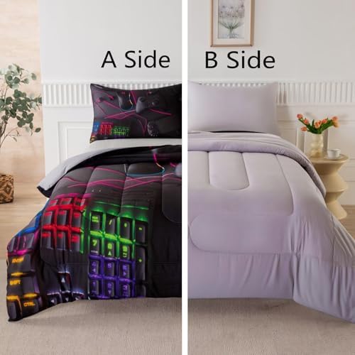 Gaming Comforter for Boys Teens,Game Bedding Sets Full,Kids Gamer Comforter Set,Video Game Bedroom Bed Set Controller Duvet All Season 3 Piece - Image 4