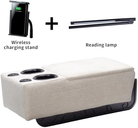 Removable Sofa Armrest with Cup Holder, PU Leather Multifunctional Couch Caddy Storage Arm rest with Power Wireless Charging Stand & LED Reading Light for Sofa Middle Seat Adjustable - Image 3