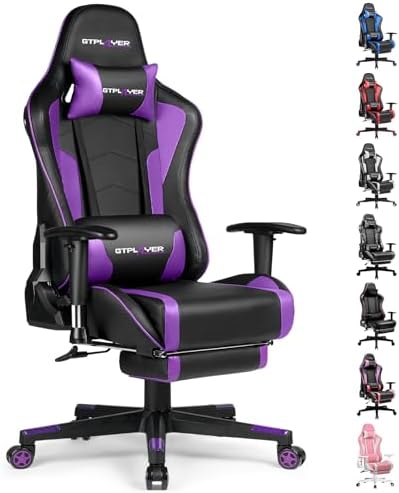 GTPLAYER Gaming Chair with Footrest Speakers Video Game Chair Bluetooth Music Heavy Duty Ergonomic Computer Office Desk Chair by GTPLAYER