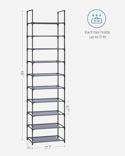 SONGMICS Shoe Rack, 10-Tier Shoe Shelf, Shoe Storage Organizer - Image 3