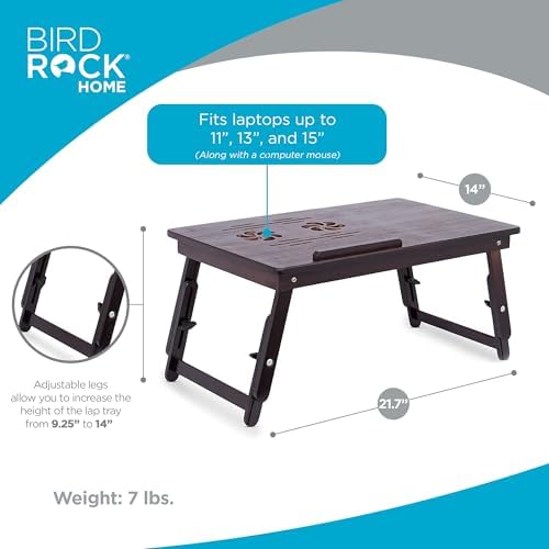 Sofia + Sam Bamboo Ventilation Lap Tray with Adjustable Legs (Walnut) - Image 3