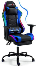 ECOTOUGE Gaming Chair Computer Chair with RGB LED Lights & Massage | High Back Ergonomic Chair for Adults with Footrest and Swivel Seat, Linkage Armrests& Headrest Lumbar Support, Black&Blue by ECOTOUGE