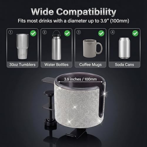 2-in-1 Desk Cup Holder with Headphone Hanger (Bling Bling) - Image 4