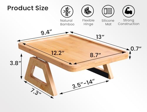 2 Pack Bamboo Couch Arm Tray,Folding Sofa Armrest Table（Natural） - Image 6