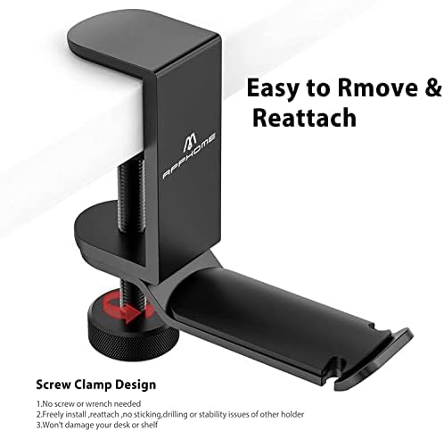 Under Desk Headphone Stand - 360 Degree Rotating Aluminum PC Gaming Headset Holder with Cable Organizer, Adjustable Screw Clamp Hanger for Heavy Headphones, VR Glasses & Bags, Universal Fit - Image 4