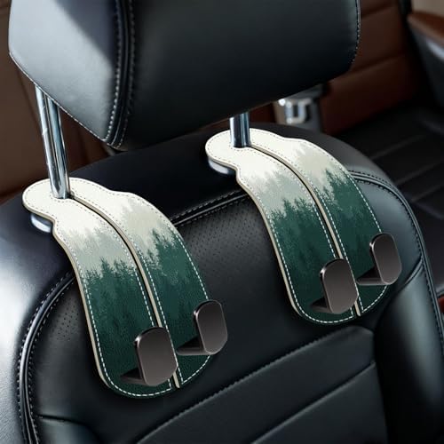Blusabaca 2PCS Car Seat Headrest Hooks, Purses Bags Holder, Forest Trees by Blusabaca