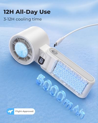 MORECORE Portable Handheld Fan with Ice Cooler, [Instant Chill to 50℉] Birthday Gifts for Men Mom Women Grandma Her Hot Flash, 5000mAh Cooling Fan, Camping Beach Cruise Travel Essentials 2026 - Image 5