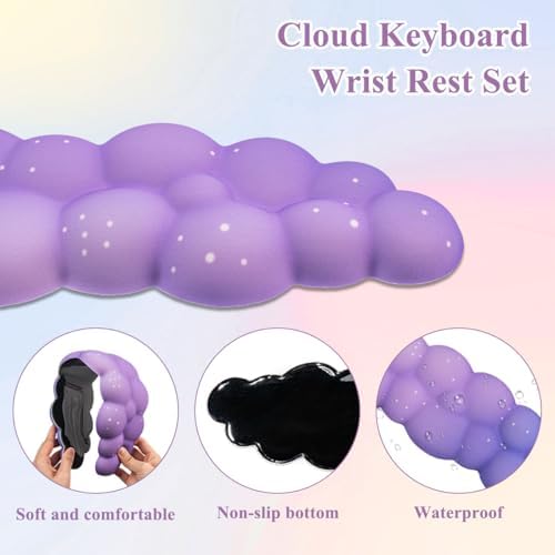 Gaming Desk Mat with Keyboard Wrist Rest Set, 4 in 1 Mouse Pad Set | Large Mouse Pad &Cloud Keyboard Wrist Rest& Mouse Wrist Rest&Coaster, Comfort and Support for Typing and Gaming - Image 5