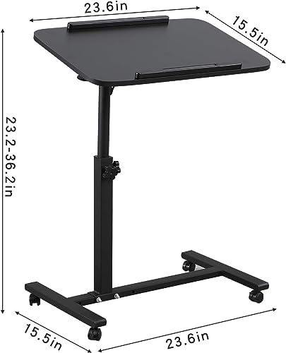 Laptop Table Mobile Adjustable Height Portable Desk Notebook Swivel PC Computer Rolling Desk with Wheels, Laptop Stand for Couch Bedside Hospital Bed Table - Image 2