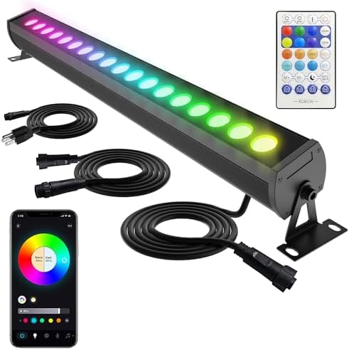 Linkable Smart RGBCW Wall Washer Light Bar 90W – 2700K-6500K Tunable White LED Bar with App & RF Remote, 16 Million Color Changing Wash Lights, IP65 Stage Light for Wall Wash Lighting by Umidkin