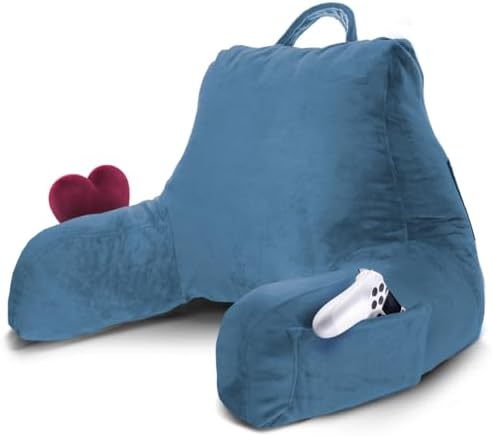 Nestl Reading Pillow for Bed, Back Pillow for Sitting Up in Bed, Blue Haven | 14” Backrest Pillow for Teens & Kids, Adjustable Support, Shredded Memory Foam Fill, OEKO-TEX, Use for Couch, Sofa, and Floor by Nestl