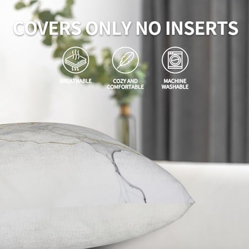 Pillowcase Set of 2 White and Gold Marble Print Throw Pillow Covers Shells for Couch Office Bedroom Home Decoration, 18"X18" - Image 4