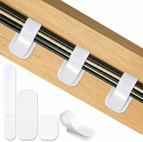 Under Desk Cable Management, Self-Adhesive Hook and Loop Straps, Adjustable Reusable Wire Organizer for Home Office Essentials (20 Pairs) by Unknown
