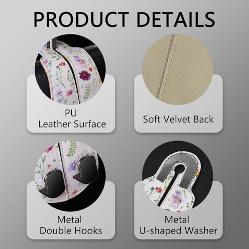 Blusabaca 2PCS Car Seat Headrest Hooks, Purses Bags Holder, Flowers Floral - Image 4