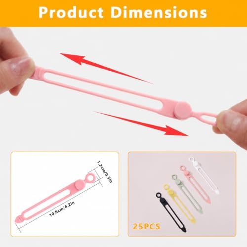 25 Pcs Silicone Cable Ties, Reusable Cord Organizer - Image 2