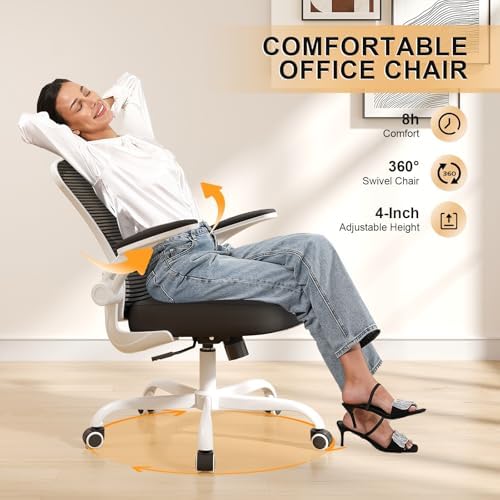 Synorla Office Chair|Ergonomic Desk Chairs 330LBS Capacity | Flip-up Armrests,Mesh Computer Chair,High Back,Comfy Work,Adjustable Lumbar Support - Image 4