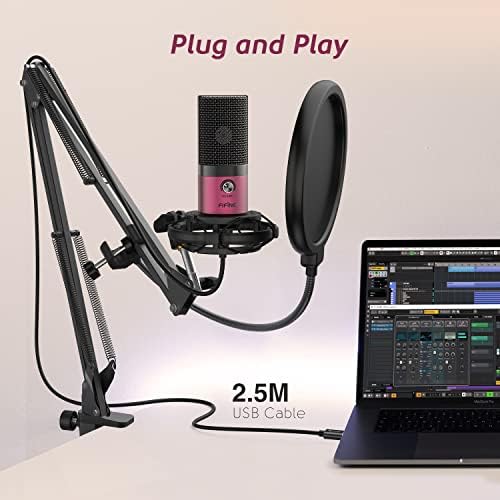 FIFINE T669 Rose Red Podcast Microphone Kit with Boom Arm for Recording - Image 4
