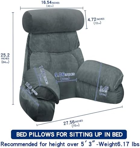 FXXUDVNIIN Back Pillow for Bed Sitting up – with 9.4" Armrest - Image 2