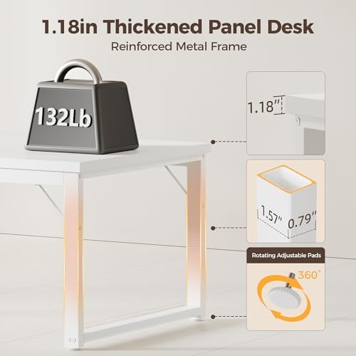 Mericonia 54 Inch Computer Desk, 1.2" Thick Heavy Duty Office Table - Image 4