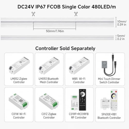 BTF-LIGHTING UL Listed IP67 Waterproof COB LED Strip Warm White 3000K - Image 4