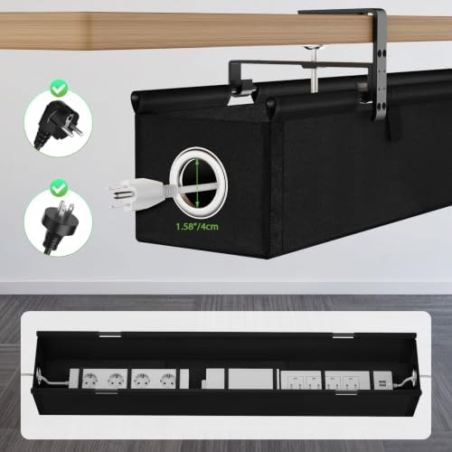 KEEGH Under Desk Cable Management Tray 36", No Drill Cord Organizer, Black - Image 6