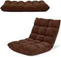 COSTWAY Adjustable Floor Chair, Video Gaming Chairs with Back Support, Alloy Steel Frame, Soft Coral Fleece, Lazy Sofa Lounge for Reading Living Room Recliner for Adults Kids, Brown by COSTWAY