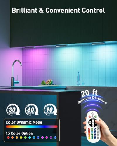 RGB Under Cabinet Lights,48-LED Light Bar,Stick On Closet Lights - Image 2