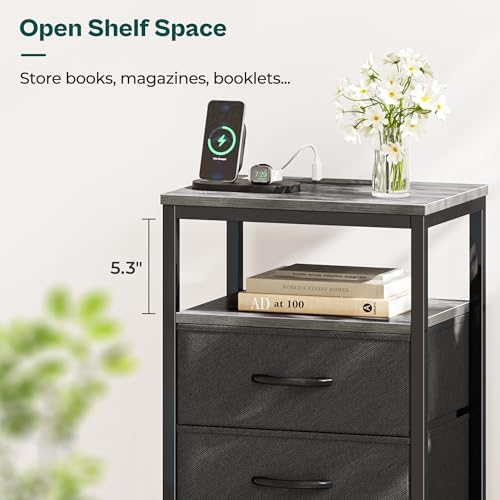 Huuger Nightstands Set of 2, Nightstand with Charging Station,Bedside Table - Image 2