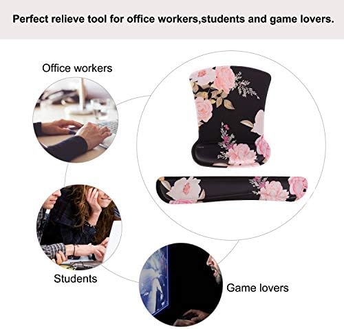 MOSISO Peony Wrist Rest Support for Mouse Pad & Keyboard Set, Black - Image 6
