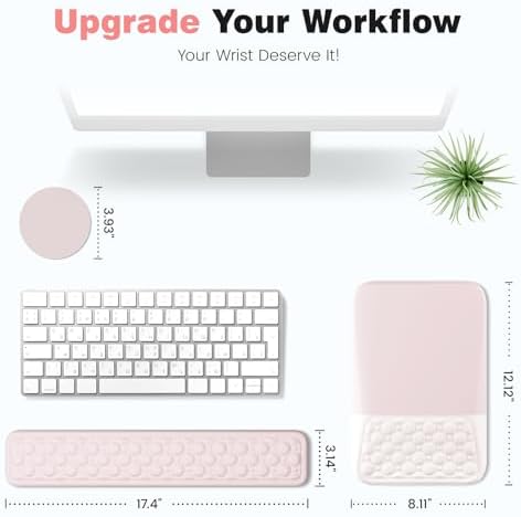 Ospelelf Ergonomic Mouse Pad and Keyboard Wrist Rest, Typing Wrist Pad with Support, Desk Mousepad Set for Office, Pink - Image 3