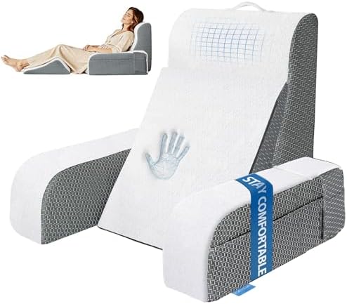 Kayfia Reading Pillow, Gel Memory Foam Back Rest Pillow, 19", White by Kayfia
