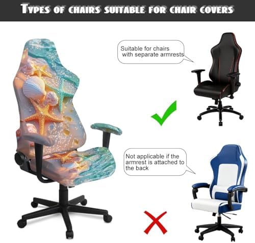 Starfish Gaming Chair Covers Set of 4 Coastal Shell Office Chair Seat Cover with Armrest Covers for Home Decor, Shop, Living Room, Office Seat Cushion Slipcover Protectors - Image 7