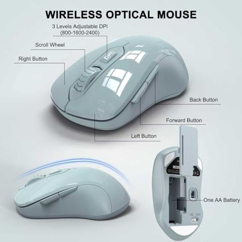 Wireless Keyboard and Mouse Combo, ULSOU 2.4G Full-Sized Ergonomic Computer Keyboard with Wrist Rest and 3 Level DPI Adjustable Wireless Mouse for Windows, Mac OS Desktop/Laptop/PC(Grey) - Image 3
