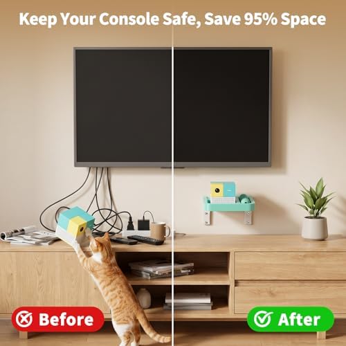 RIBOTS Wall Mounted Holder for Nex Playground Game System with Silicone Remote Case Cover, Wood Shelf for Console & Remote, 3-Step Easy Setup, Storage Organizer for Nex Playground Kids & Families - Image 4