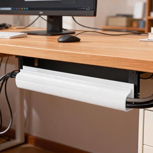6 Pack Cable Management for Under Desks,94.5in Cord Organizers,J-Shaped Self-Adhesive Cable Organizer, Cable Hider Cord Management,Cable Organizer Accessories for Home & Office (White) - Image 7