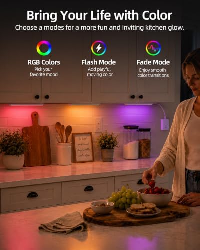 EZVALO RGB Under Cabinet Lights with Remote, Rechargeable Motion Sensor Kitchen Lights, 3-Pack 12 Inch LED Light Bars, 5000mAh Controller, Timer, Dimmable for Kitchen, Display Case, Shelf, Home Bar - Image 2